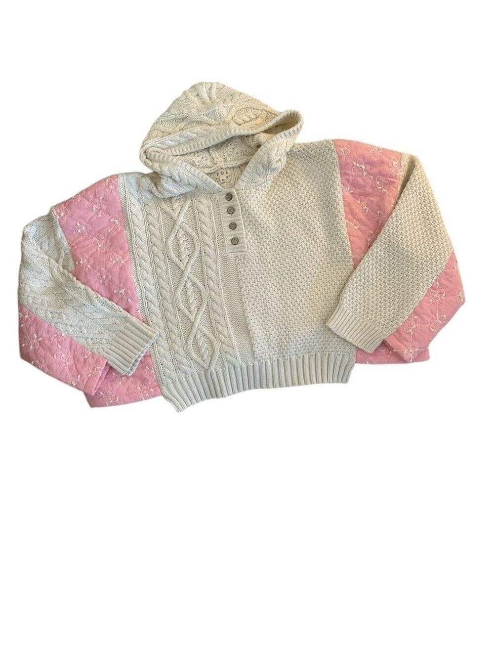 NWOT POL Cozy Pink and Cream Women's oversized Sweater